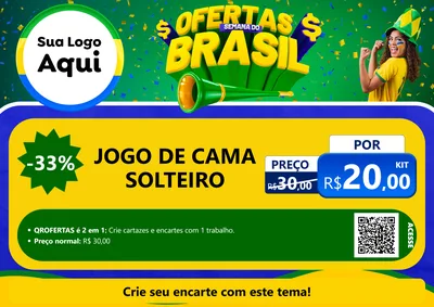 Modelo de Cartaz para Cartaz A4 Horizontal com o tema Ofertas Semana do Brasil para Cama, Mesa e Banho