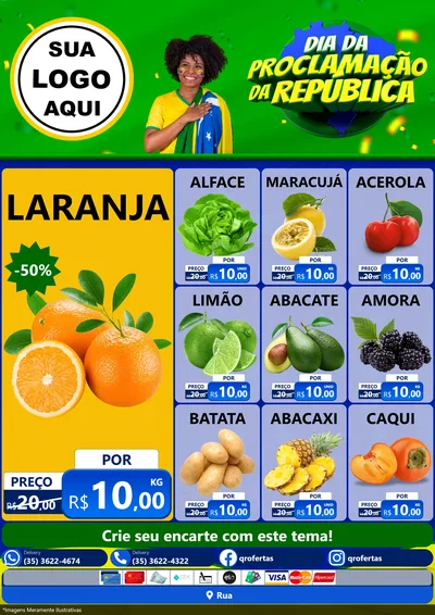 Modelo de Encarte para Encarte A4 Vertical com o tema Dia Da Proclamação Da República para Hortifrúti