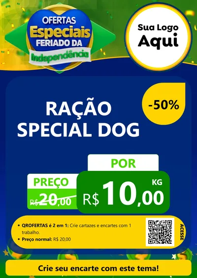 Modelo de Cartaz para Cartaz A4 Vertical com o tema Ofertas Especiais Feriado da Independência para Pet Shop
