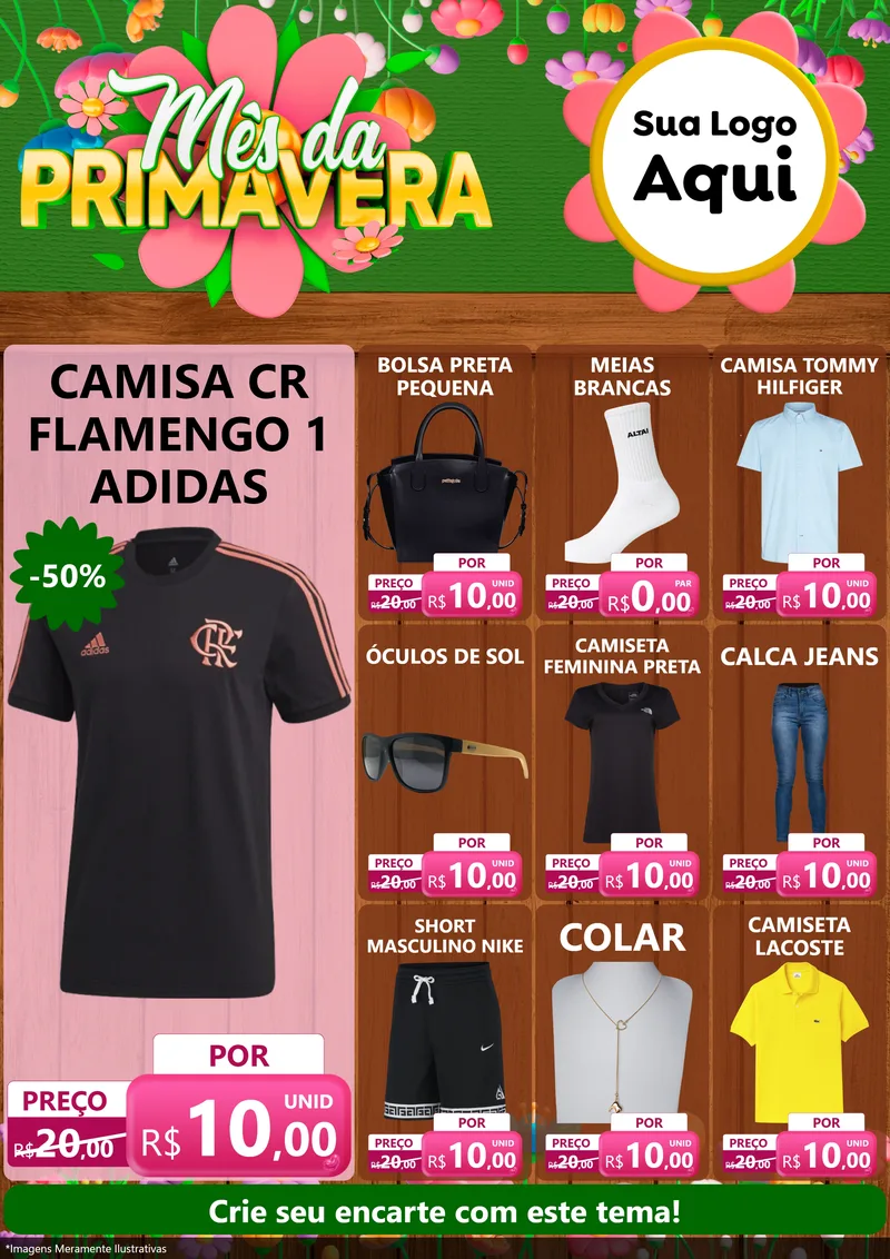 Modelo de Encarte para Encarte A4 Vertical com o tema Mês da Primavera para Roupas e acessórios