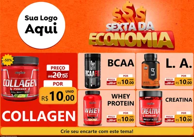 Modelo de Encarte para Encarte A4 Horizontal com o tema Sexta da Economia para Suplementos alimentares