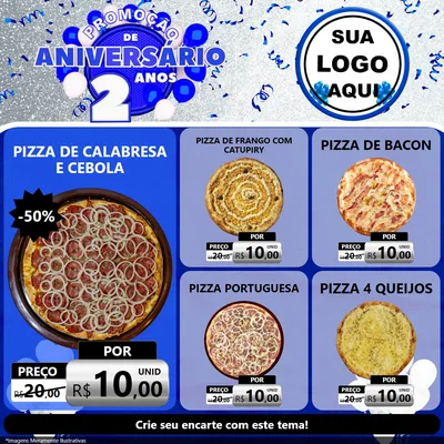 Modelo de Rede Social para Feed Facebook com o tema Promoção de Aniversário - 2 Anos para Pizzaria