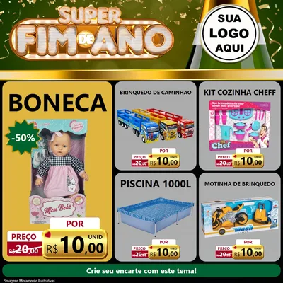 Modelo de Rede Social para Feed Facebook com o tema Super Fim de Ano para Brinquedos