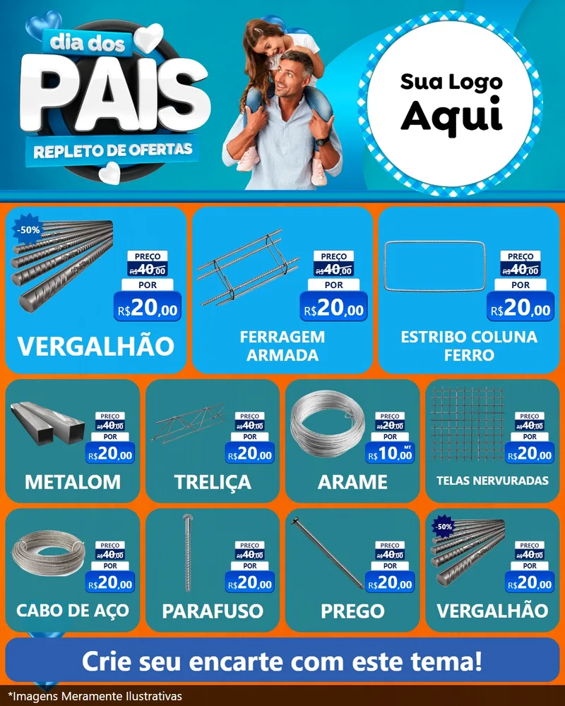 Modelo de Rede Social para Feed Instagram com o tema Dia Dos Pais Repleto de Ofertas para Ferragens