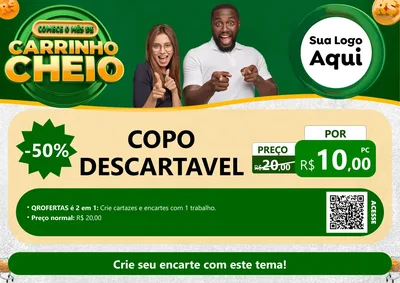 Modelo de Cartaz para Cartaz A4 Horizontal com o tema Carrinho Cheio para Embalagens