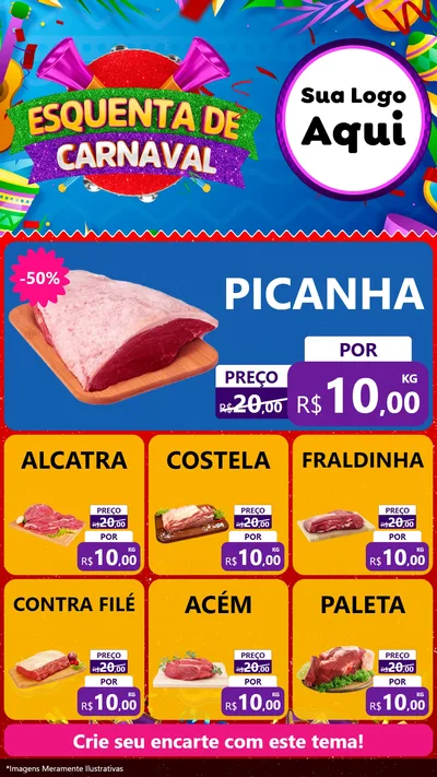 Modelo de Rede Social para Stories com o tema Esquenta de Carnaval para Açougue
