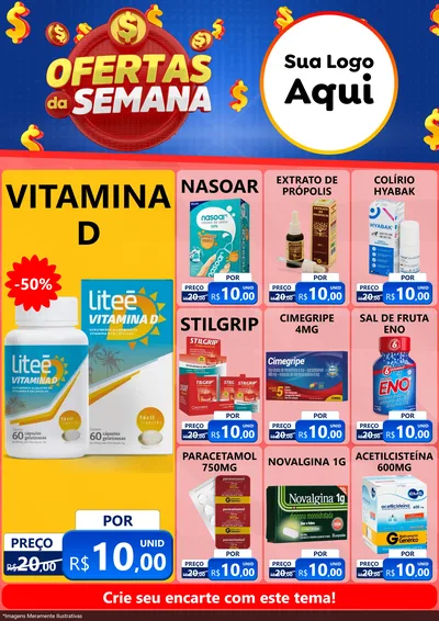 Modelo de Encarte para Encarte A4 Vertical com o tema Ofertas Da Semana para Farmácia