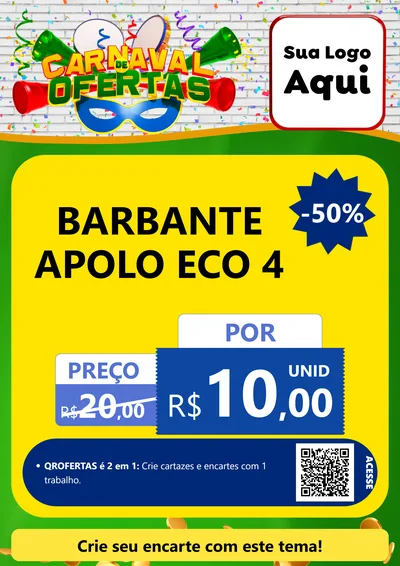 Modelo de Cartaz para Cartaz A4 Vertical com o tema Carnaval de Ofertas para Armarinho e Aviamentos