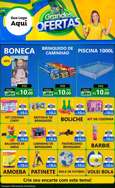 Modelo de Encarte para Encarte Grande com o tema Grandes Ofertas para Brinquedos