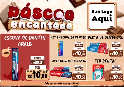 Modelo de Encarte para Encarte A4 Horizontal com o tema Páscoa Encantada para Higiene Pessoal