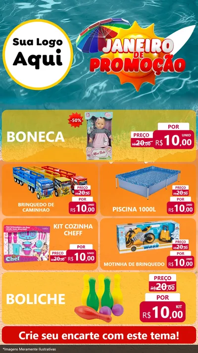 Modelo de TV para TV Vertical com o tema Janeiro de Promoção para Brinquedos