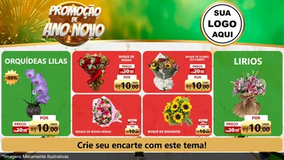 Modelo de TV para TV Horizontal com o tema Promoção de Ano Novo para Floricultura e jardim