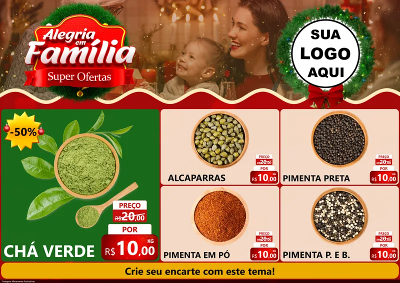 Modelo de Encarte para Encarte A4 Horizontal com o tema Alegria Em Família - Super Ofertas para Produtos Naturais