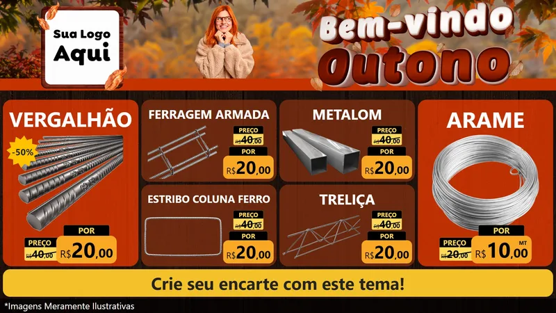 Modelo de TV para TV Horizontal com o tema Bem-vindo Outono para Ferragens