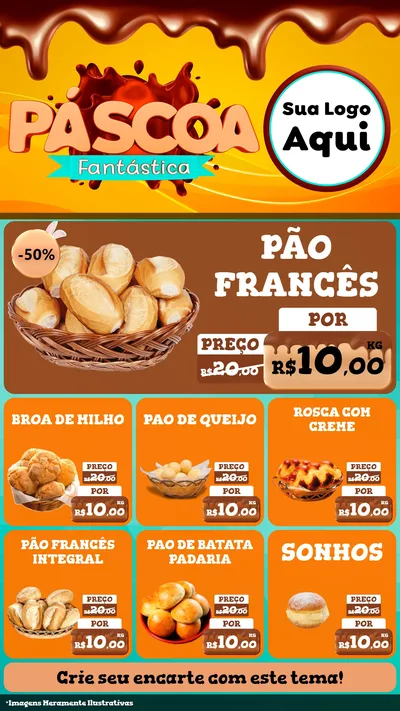 Modelo de Rede Social para Stories com o tema Páscoa Fantástica para Padaria