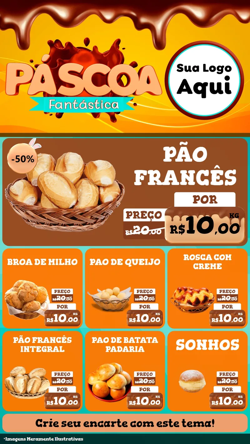 Modelo de Rede Social para Stories com o tema Páscoa Fantástica para Padaria