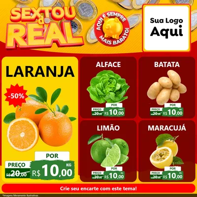 Modelo de Rede Social para Feed Facebook com o tema Sextou do Real para Hortifrúti