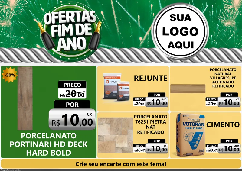 Modelo de Encarte para Encarte A4 Horizontal com o tema Ofertas Fim de Ano para Pisos e revestimentos