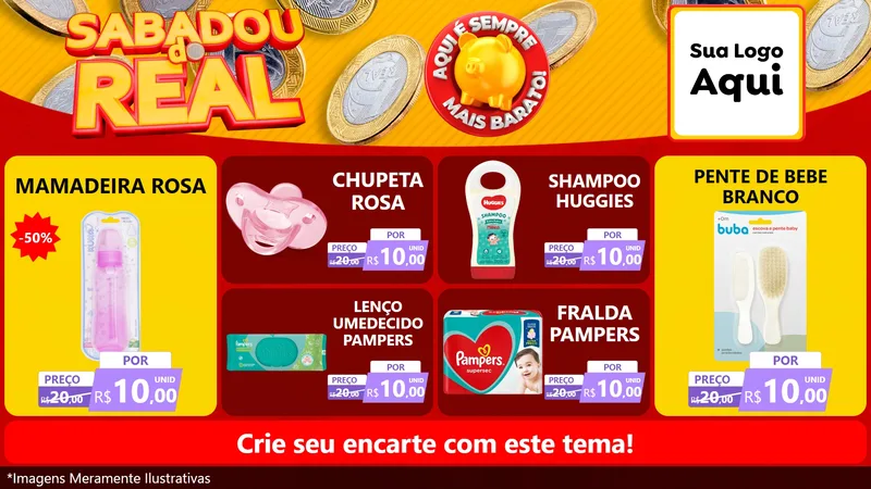 Modelo de TV para TV Horizontal com o tema Sabadou do Real para Bebês