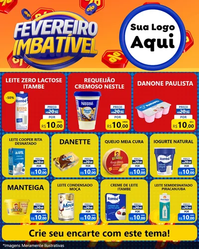 Modelo de Rede Social para Feed Instagram com o tema Fevereiro Imbatível para Frios e Laticínios