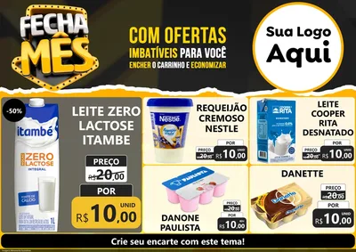 Modelo de Encarte para Encarte A4 Horizontal com o tema Fecha Mês para Frios e Laticínios