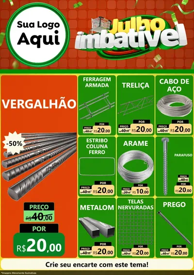 Modelo de Encarte para Encarte A4 Vertical com o tema Julho Imbatível para Ferragens