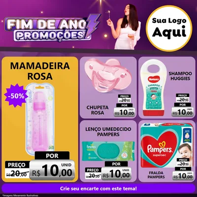 Modelo de Rede Social para Feed Facebook com o tema Fim de Ano Promoções para Bebês