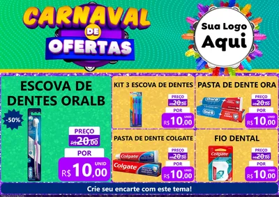 Modelo de Encarte para Encarte A4 Horizontal com o tema Carnaval de Ofertas para Higiene Pessoal