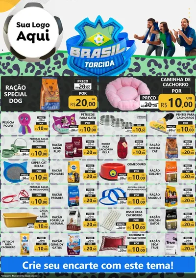Modelo de Encarte para Encarte A4 Vertical com o tema Brasil Torcida - Copa para Pet Shop