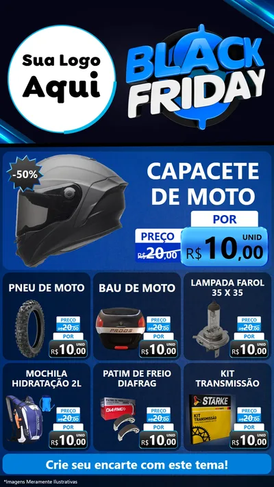 Modelo de Rede Social para Stories com o tema Black Friday para Moto peças