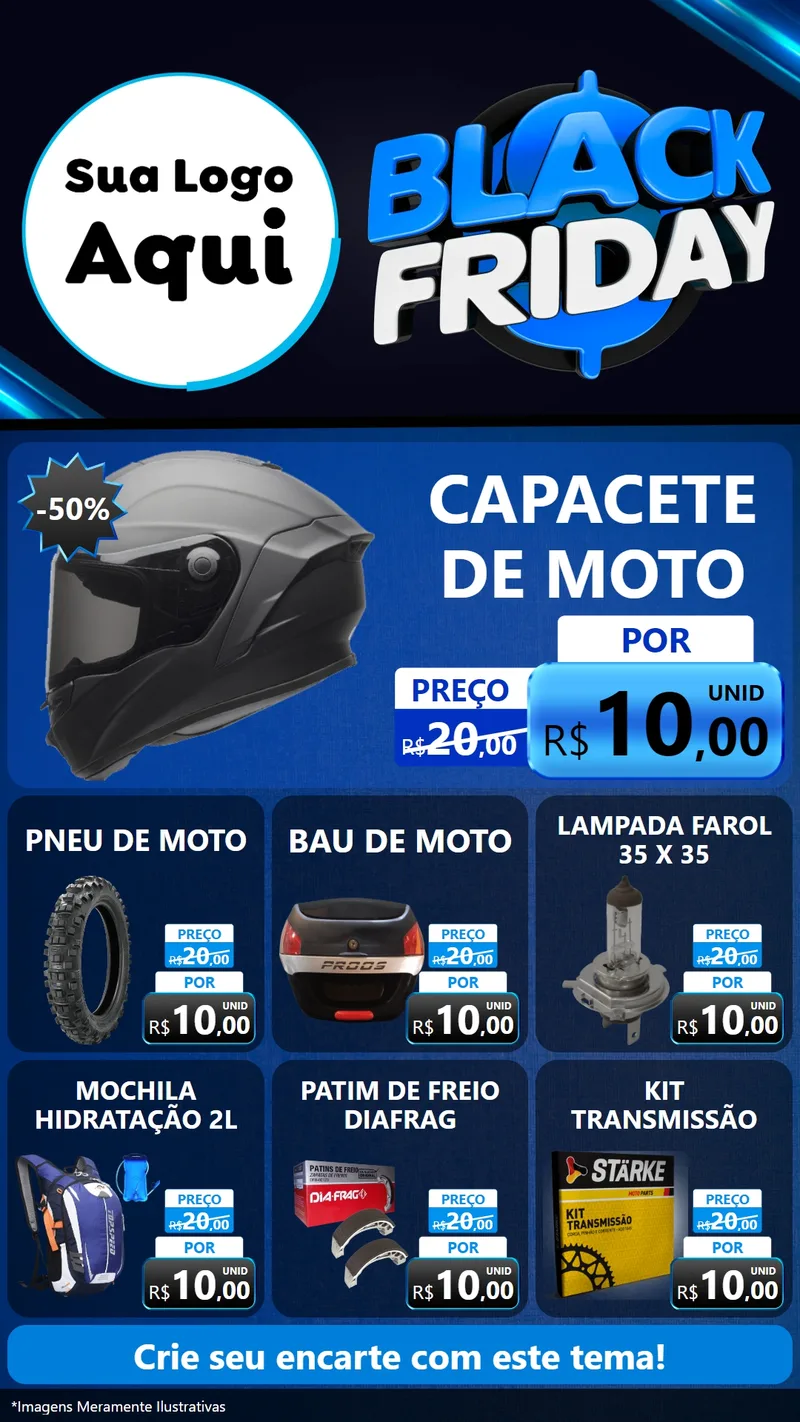 Modelo de Rede Social para Stories com o tema Black Friday para Moto peças