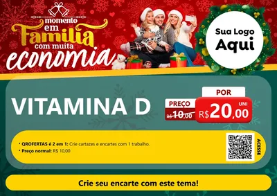 Modelo de Cartaz para Cartaz A4 Horizontal com o tema Momento em Família (Natal) para Farmácia