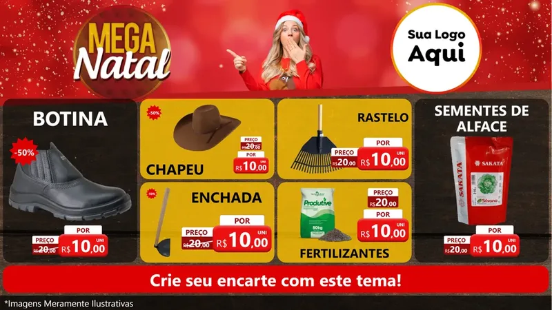 Modelo de TV para TV Horizontal com o tema Mega Natal para Agropecuária