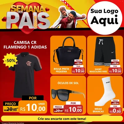 Modelo de Rede Social para Feed Facebook com o tema Semana Dos Pais para Roupas e acessórios