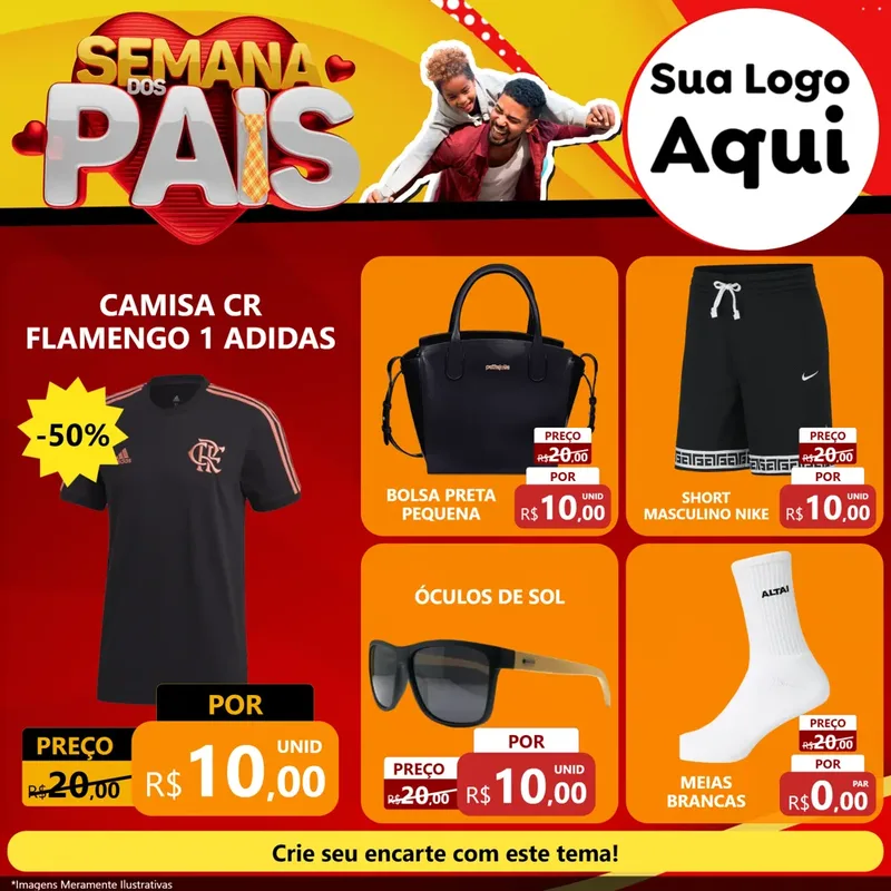 Modelo de Rede Social para Feed Facebook com o tema Semana Dos Pais para Roupas e acessórios