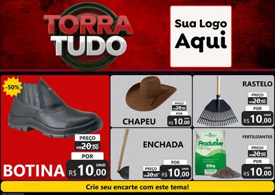 Modelo de Encarte para Encarte A4 Horizontal com o tema Torra Tudo para Agropecuária