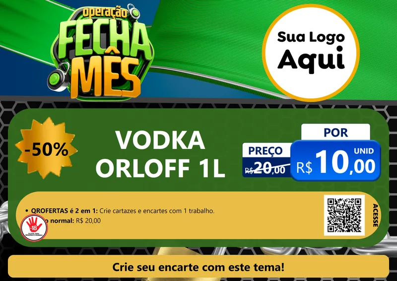 Modelo de Cartaz para Cartaz A4 Horizontal com o tema Operação Fecha Mês para Distribuidora de bebidas