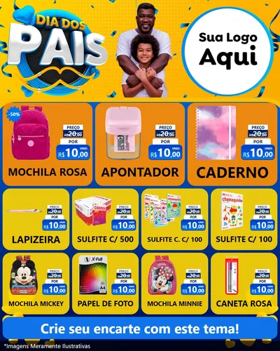Modelo de Rede Social para Feed Instagram com o tema Dia dos Pais para Papelaria