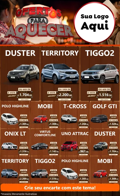 Modelo de Encarte para Encarte Grande com o tema Ofertas Para Aquecer para Concessionaria de Carros