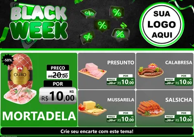 Modelo de Encarte para Encarte A4 Horizontal com o tema Black Week para Frios e Laticínios