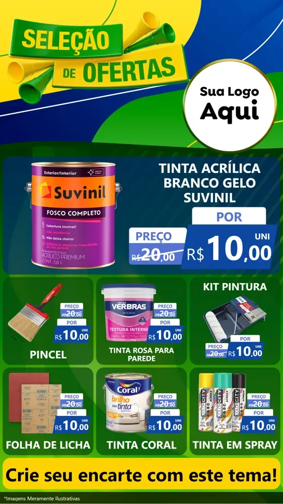 Modelo de Rede Social para Stories com o tema Seleção de Ofertas - Copa para Tintas e Ferramentas
