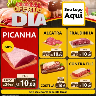Modelo de Rede Social para Feed Facebook com o tema Ofertas do Dia para Açougue