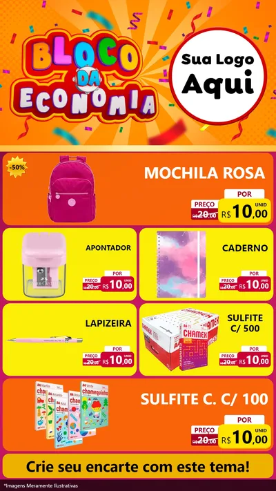 Modelo de TV para TV Vertical com o tema Bloco da Economia para Papelaria