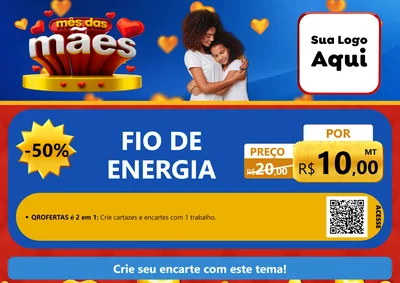Modelo de Cartaz para Cartaz A4 Horizontal com o tema Mês das Mães para Materiais Elétricos