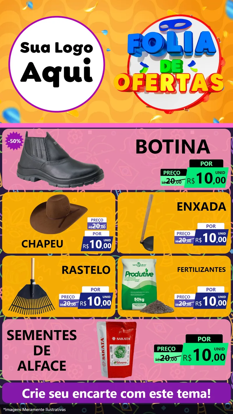Modelo de TV para TV Vertical com o tema Folia de Ofertas para Agropecuária
