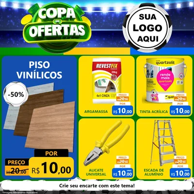 Modelo de Rede Social para Feed Facebook com o tema Copa de Ofertas para Material para Construção