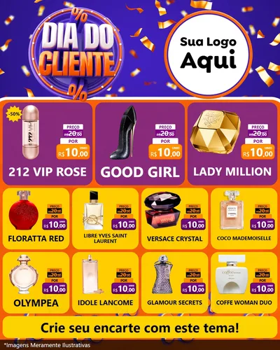 Modelo de Rede Social para Feed Instagram com o tema Dia do Cliente para Perfumes