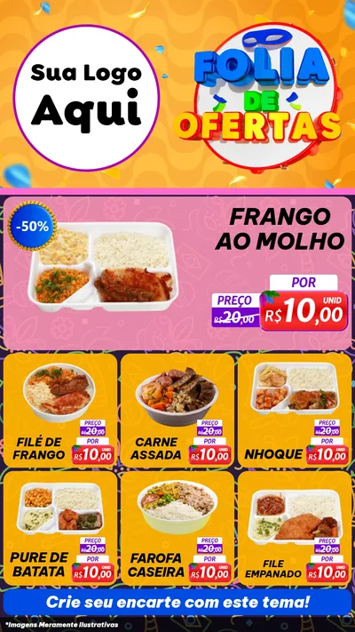Modelo de Rede Social para Stories com o tema Folia de Ofertas para Restaurante
