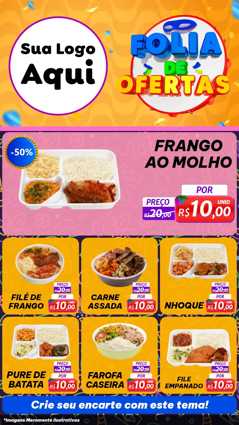 Modelo de Rede Social para Stories com o tema Folia de Ofertas para Restaurante