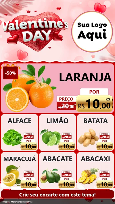 Modelo de Rede Social para Stories com o tema Valentine's Day para Hortifrúti